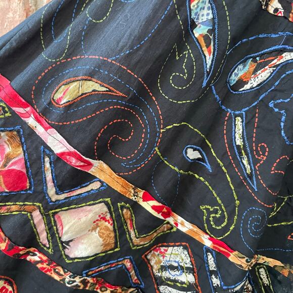 Chico's Size XL Embroidered Midi Skirt Beaded Bohemian Indie Sz 3 Flowy Vintage - Picture 2 of 5